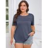 imageImily Bela Womens Plus Size Tops 2025 Dressy Casual Short Sleeve Tunic Summer Crew Neck Flowy Pleated TeesDark Blue
