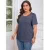 imageImily Bela Womens Plus Size Tops 2025 Dressy Casual Short Sleeve Tunic Summer Crew Neck Flowy Pleated TeesDark Blue