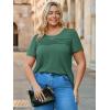 imageImily Bela Womens Plus Size Tops 2025 Dressy Casual Short Sleeve Tunic Summer Crew Neck Flowy Pleated TeesDark Green