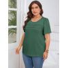 imageImily Bela Womens Plus Size Tops 2025 Dressy Casual Short Sleeve Tunic Summer Crew Neck Flowy Pleated TeesDark Green