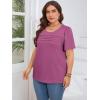 imageImily Bela Womens Plus Size Tops 2025 Dressy Casual Short Sleeve Tunic Summer Crew Neck Flowy Pleated TeesDark Pink