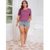 imageImily Bela Womens Plus Size Tops 2025 Dressy Casual Short Sleeve Tunic Summer Crew Neck Flowy Pleated TeesDark Pink