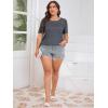 imageImily Bela Womens Plus Size Tops 2025 Dressy Casual Short Sleeve Tunic Summer Crew Neck Flowy Pleated TeesGray