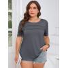 imageImily Bela Womens Plus Size Tops 2025 Dressy Casual Short Sleeve Tunic Summer Crew Neck Flowy Pleated TeesGray