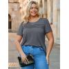 imageImily Bela Womens Plus Size Tops 2025 Dressy Casual Short Sleeve Tunic Summer Crew Neck Flowy Pleated TeesGray