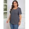 imageImily Bela Womens Plus Size Tops 2025 Dressy Casual Short Sleeve Tunic Summer Crew Neck Flowy Pleated TeesGray