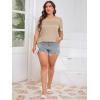 imageImily Bela Womens Plus Size Tops 2025 Dressy Casual Short Sleeve Tunic Summer Crew Neck Flowy Pleated TeesKhaki