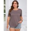 imageImily Bela Womens Plus Size Tops 2025 Dressy Casual Short Sleeve Tunic Summer Crew Neck Flowy Pleated TeesLight Brown