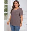 imageImily Bela Womens Plus Size Tops 2025 Dressy Casual Short Sleeve Tunic Summer Crew Neck Flowy Pleated TeesLight Brown