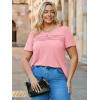 imageImily Bela Womens Plus Size Tops 2025 Dressy Casual Short Sleeve Tunic Summer Crew Neck Flowy Pleated TeesLight Pink
