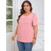 imageImily Bela Womens Plus Size Tops 2025 Dressy Casual Short Sleeve Tunic Summer Crew Neck Flowy Pleated TeesLight Pink