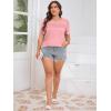 imageImily Bela Womens Plus Size Tops 2025 Dressy Casual Short Sleeve Tunic Summer Crew Neck Flowy Pleated TeesLight Pink