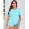 imageImily Bela Womens Plus Size Tops 2025 Dressy Casual Short Sleeve Tunic Summer Crew Neck Flowy Pleated TeesMint