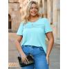 imageImily Bela Womens Plus Size Tops 2025 Dressy Casual Short Sleeve Tunic Summer Crew Neck Flowy Pleated TeesMint