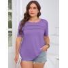 imageImily Bela Womens Plus Size Tops 2025 Dressy Casual Short Sleeve Tunic Summer Crew Neck Flowy Pleated TeesPurple