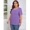 imageImily Bela Womens Plus Size Tops 2025 Dressy Casual Short Sleeve Tunic Summer Crew Neck Flowy Pleated TeesPurple