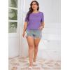 imageImily Bela Womens Plus Size Tops 2025 Dressy Casual Short Sleeve Tunic Summer Crew Neck Flowy Pleated TeesPurple