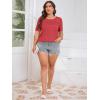imageImily Bela Womens Plus Size Tops 2025 Dressy Casual Short Sleeve Tunic Summer Crew Neck Flowy Pleated TeesRed