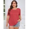 imageImily Bela Womens Plus Size Tops 2025 Dressy Casual Short Sleeve Tunic Summer Crew Neck Flowy Pleated TeesRed