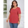 imageImily Bela Womens Plus Size Tops 2025 Dressy Casual Short Sleeve Tunic Summer Crew Neck Flowy Pleated TeesRed