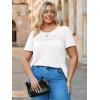 imageImily Bela Womens Plus Size Tops 2025 Dressy Casual Short Sleeve Tunic Summer Crew Neck Flowy Pleated TeesWhite