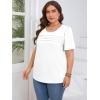 imageImily Bela Womens Plus Size Tops 2025 Dressy Casual Short Sleeve Tunic Summer Crew Neck Flowy Pleated TeesWhite