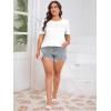 imageImily Bela Womens Plus Size Tops 2025 Dressy Casual Short Sleeve Tunic Summer Crew Neck Flowy Pleated TeesWhite