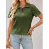 imageImily Bela Womens Polo V Neck Pullovers Lightweight Short Sleeve Cable Knit Sweater Business Casual Summer Tops 2025Army Green