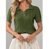 imageImily Bela Womens Polo V Neck Pullovers Lightweight Short Sleeve Cable Knit Sweater Business Casual Summer Tops 2025Army Green