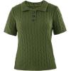imageImily Bela Womens Polo V Neck Pullovers Lightweight Short Sleeve Cable Knit Sweater Business Casual Summer Tops 2025Army Green