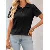 imageImily Bela Womens Polo V Neck Pullovers Lightweight Short Sleeve Cable Knit Sweater Business Casual Summer Tops 2025Black