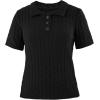 imageImily Bela Womens Polo V Neck Pullovers Lightweight Short Sleeve Cable Knit Sweater Business Casual Summer Tops 2025Black