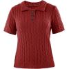 imageImily Bela Womens Polo V Neck Pullovers Lightweight Short Sleeve Cable Knit Sweater Business Casual Summer Tops 2025Burgundy