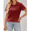 imageImily Bela Womens Polo V Neck Pullovers Lightweight Short Sleeve Cable Knit Sweater Business Casual Summer Tops 2025Burgundy