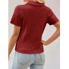 imageImily Bela Womens Polo V Neck Pullovers Lightweight Short Sleeve Cable Knit Sweater Business Casual Summer Tops 2025Burgundy