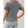 imageImily Bela Womens Polo V Neck Pullovers Lightweight Short Sleeve Cable Knit Sweater Business Casual Summer Tops 2025Grey