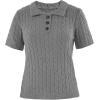 imageImily Bela Womens Polo V Neck Pullovers Lightweight Short Sleeve Cable Knit Sweater Business Casual Summer Tops 2025Grey