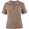 imageImily Bela Womens Polo V Neck Pullovers Lightweight Short Sleeve Cable Knit Sweater Business Casual Summer Tops 2025Khaki