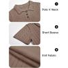 imageImily Bela Womens Polo V Neck Pullovers Lightweight Short Sleeve Cable Knit Sweater Business Casual Summer Tops 2025Khaki