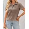 imageImily Bela Womens Polo V Neck Pullovers Lightweight Short Sleeve Cable Knit Sweater Business Casual Summer Tops 2025Khaki