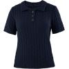 imageImily Bela Womens Polo V Neck Pullovers Lightweight Short Sleeve Cable Knit Sweater Business Casual Summer Tops 2025Navy