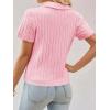 imageImily Bela Womens Polo V Neck Pullovers Lightweight Short Sleeve Cable Knit Sweater Business Casual Summer Tops 2025Pink