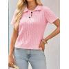 imageImily Bela Womens Polo V Neck Pullovers Lightweight Short Sleeve Cable Knit Sweater Business Casual Summer Tops 2025Pink