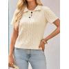 imageImily Bela Womens Polo V Neck Pullovers Lightweight Short Sleeve Cable Knit Sweater Business Casual Summer Tops 2025White