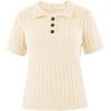 imageImily Bela Womens Polo V Neck Pullovers Lightweight Short Sleeve Cable Knit Sweater Business Casual Summer Tops 2025White
