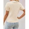imageImily Bela Womens Polo V Neck Pullovers Lightweight Short Sleeve Cable Knit Sweater Business Casual Summer Tops 2025White