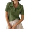 imageImily Bela Womens Polo V Neck Pullovers Lightweight Short Sleeve Cable Knit Sweater Business Casual Summer Tops 2025Army Green