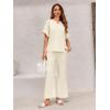 imageImily Bela Womens 2 Piece Outfits Short Sleeve V neck Tops and Wide Leg Pants Sets Loungewear Casual Summer TracksuitsApricot