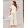 imageImily Bela Womens 2 Piece Outfits Short Sleeve V neck Tops and Wide Leg Pants Sets Loungewear Casual Summer TracksuitsApricot