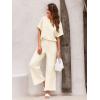 imageImily Bela Womens 2 Piece Outfits Short Sleeve V neck Tops and Wide Leg Pants Sets Loungewear Casual Summer TracksuitsApricot